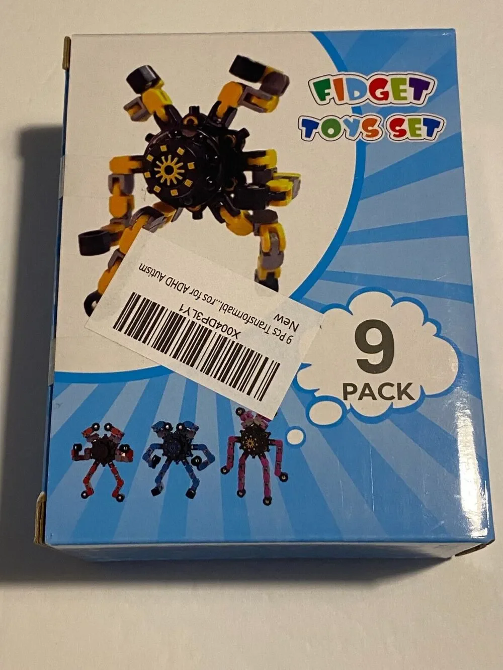 Transformable Plastic Fidget Spinner Toys (9) Nine Pieces Brand New In Box